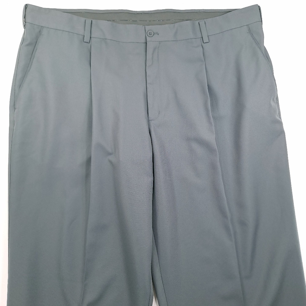 NIKE Men's Big & Tall Dri-FIT Pants Gray Pleated Rubber Grip - Size 44 Unhemmed - Picture 2 of 9